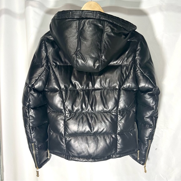 Versace Lambskin Goose PRISTINE Down Jacket Hood Coat Medusa 38 Medium Leather - Picture 2 of 13